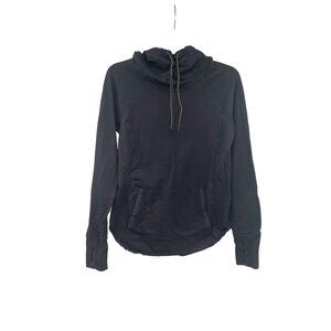 Athleta Womens Active Hoodie Pocket Black/White Thumb Holes Size Small